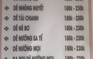 Menu giá mới 