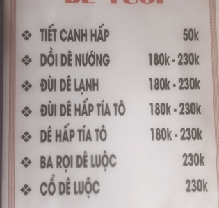 Menu giá mới 