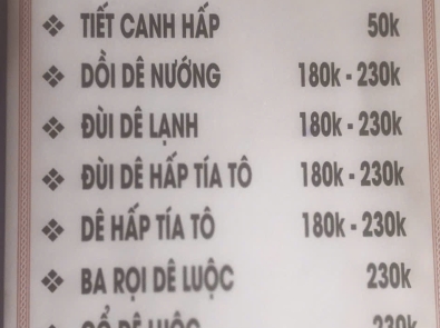Menu giá mới 