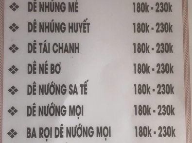 Menu giá mới 
