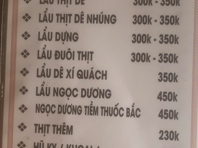 Menu giá mới 